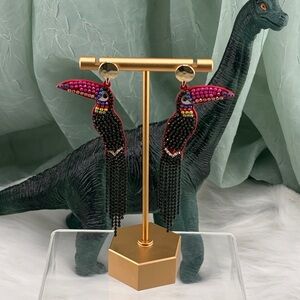 Colorful Metal Ball Bead Toucan  Earrings